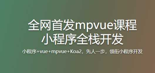 全网首发mpvue课程小程序全栈开发