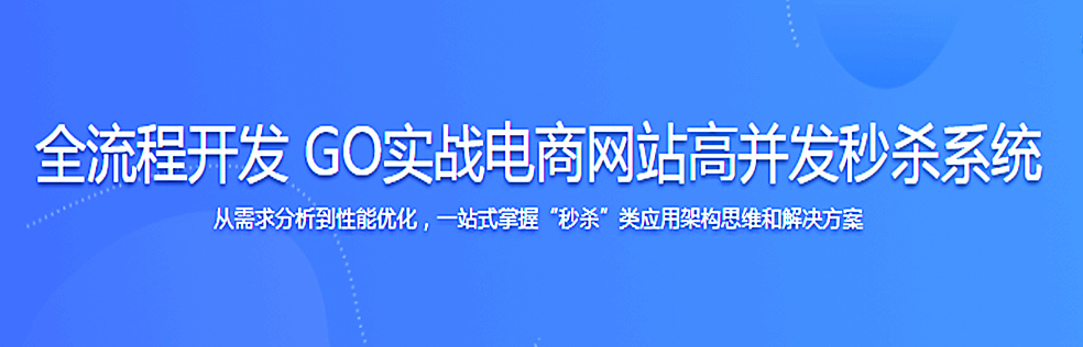 全流程开发 GO实战电商网站高并发秒杀系统