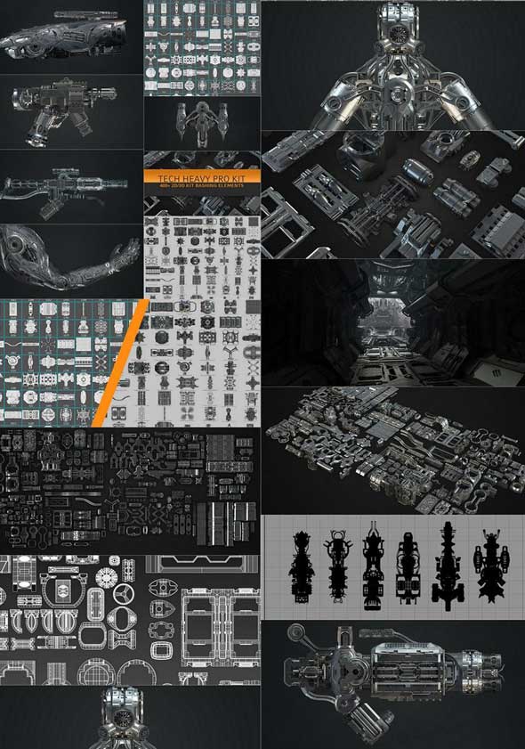 400套抽象科幻概念机械3D模型c4d建模源文件素材