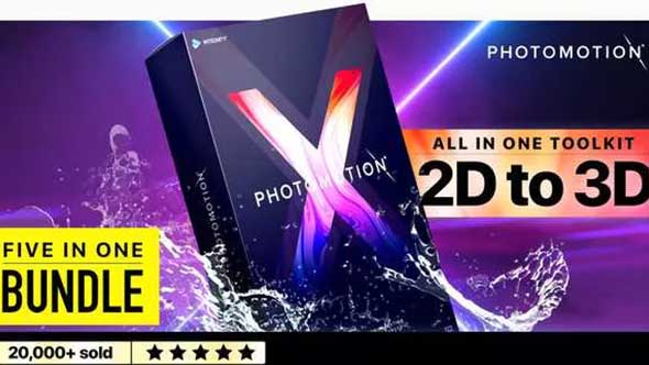 AE模板-Photomotion X _5合1超级图片照片动画工具包(3D视差)含使用教程