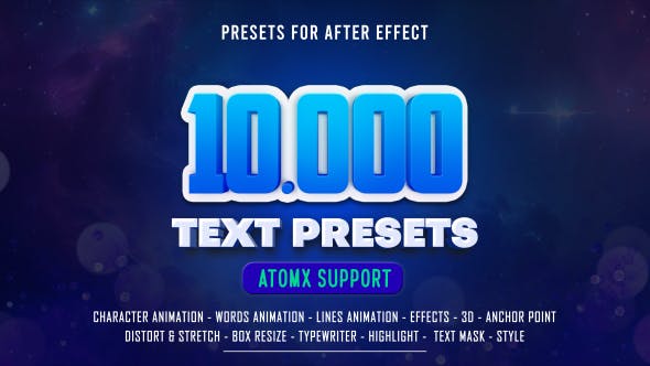 AE脚本-10000种文字标题缓入缓出字幕效果动画预设 Atomx Text Presets