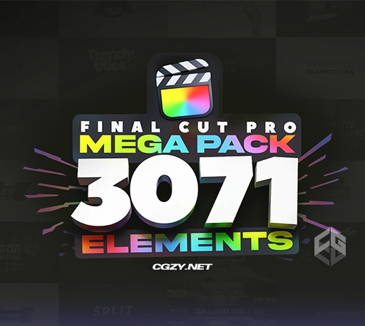 FCPX插件|3071个缩放故障转场文字标题效果特效合集包 LenoFX Mega Pack