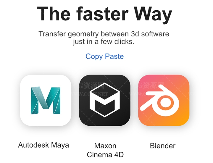 C4D/Blender/Maya快速复制粘贴模型互导插件-Quick Copy Paste