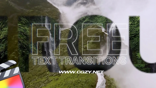 FCPX插件|6种文字标题镂空旋转缩放转场效果预设 Text Transitions