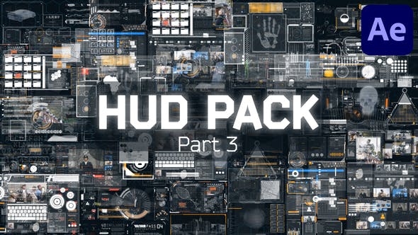 AE模板|18种高科技HUD全息屏幕元素UI动画 HUD Pack 3