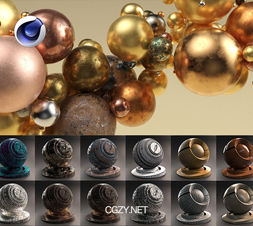 C4D预设|325组Arnold阿诺德渲染器材质 Arnold Shader Suite for C4D v3.0