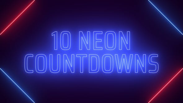 AE模板|霓虹发光数字倒计时开场片头图形动画 Neon Countdowns