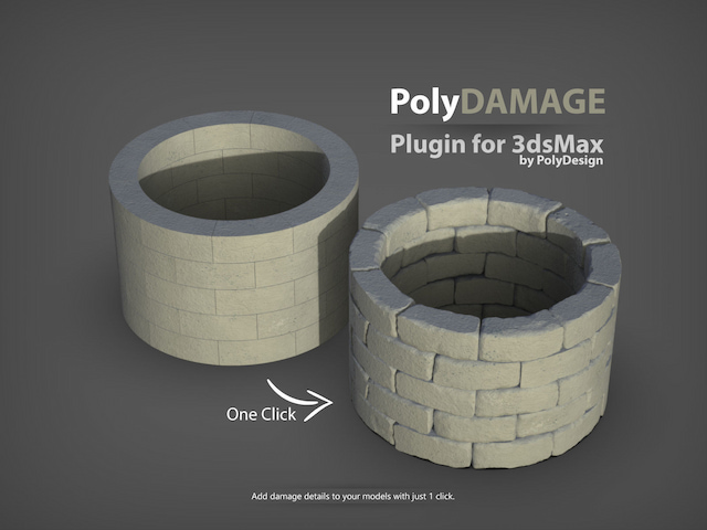 3DS MAX三维模型添加损坏细节纹理雕刻插件 PolyDamage V1.5.2