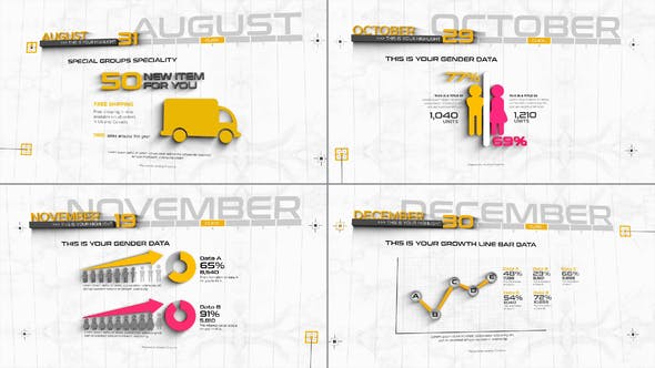 AE模板|3D大数据分析时间线图表动画 3D Timeline Infographics