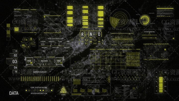 PR模板|250个未来科技HUD可视化信息数据UI界面动画元素- HUD and UI Data Pack