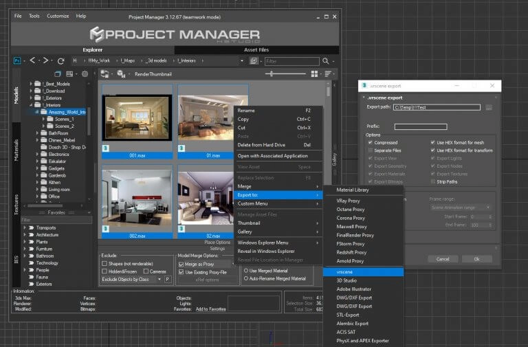 3DS MAX插件|材质纹理项目预览管理工具 Project Manager v3.35.75