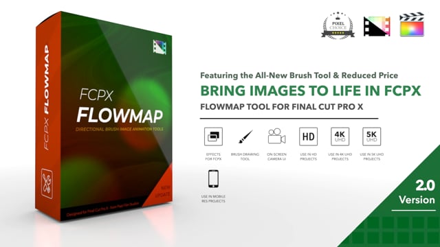 FCPX插件|静态图片局部流体循环动画效果 支持M1 FCPX Flowmap