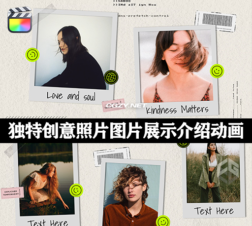 FCPX插件|独特创意生活照片图文展示介绍动画模板 Unique Photo Gallery