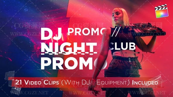 FCPX插件|夜场酒吧舞会动感DJ打碟狂欢宣传片头 DJ Promo // Night Club Promo