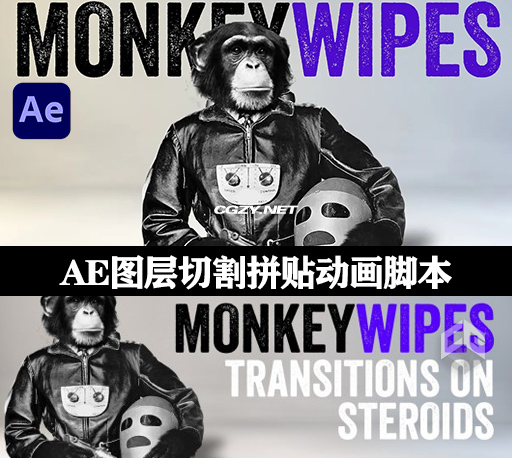 AE脚本|图层切割拼贴动画脚本 MonkeyWipes v1.00 Win/Mac+使用教程