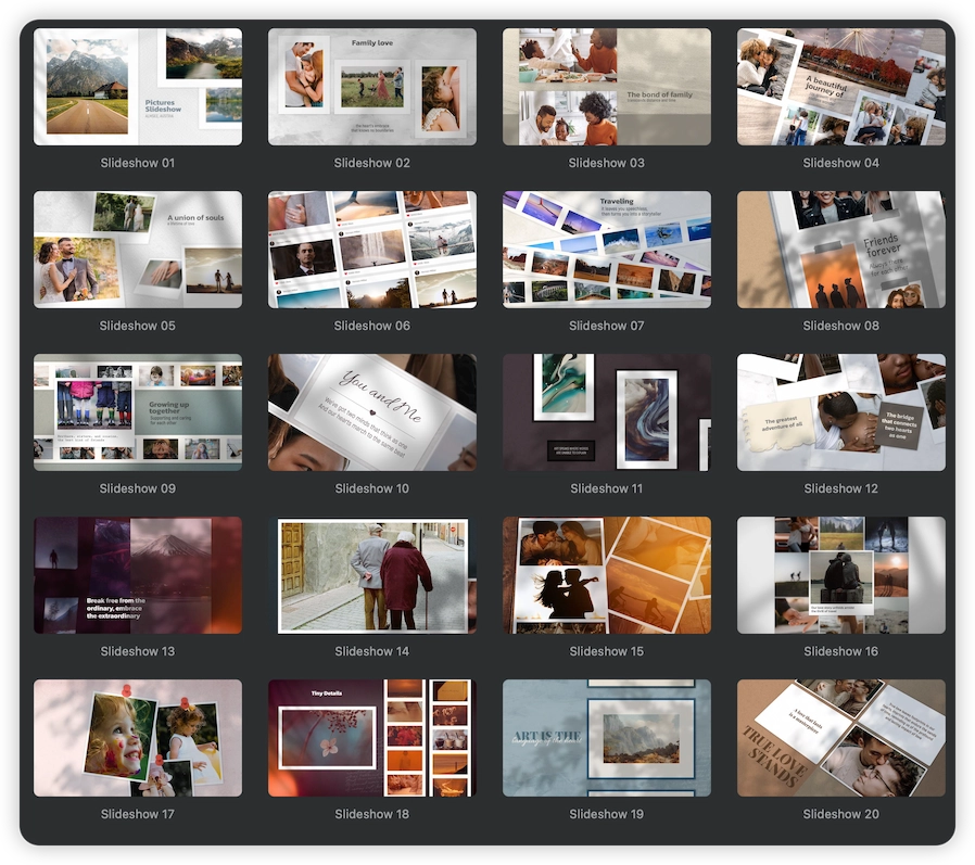 FCPX插件|20组电子照片幻灯片动画相册展示 Picture Slideshow