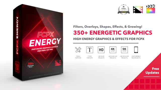 FCPX插件|298种叠加炫酷能量标题动画效果预设 FCPX Energy