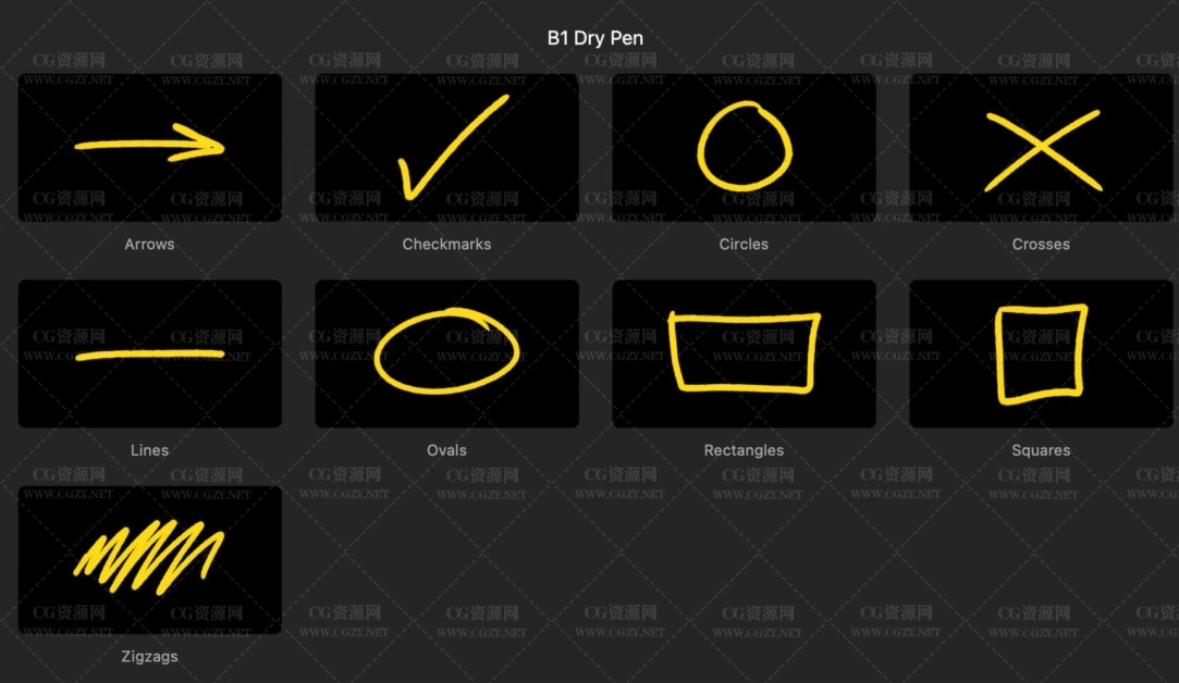 FCPX插件|手写样式箭头圆圈直线方框等标记注释擦除动画元素包 支持M1