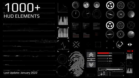 AE模板|1000+科技感HUD图形动画UI界面元素包 Hud Pack 1000+ Elements