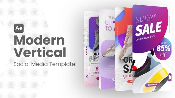 AE模板|竖屏时尚新品运动鞋社交媒体展示模板 Modern Vertical Social Media Template