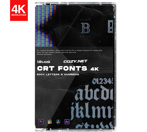 4K视频素材|800个复古CRT效果字母标点符号数字元素 Blindusk CRT Fonts 4K