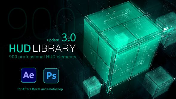 AE脚本|900+科技感全息HUD屏幕图像线条边框UI界面元素 HUD Library V3.0 破解版