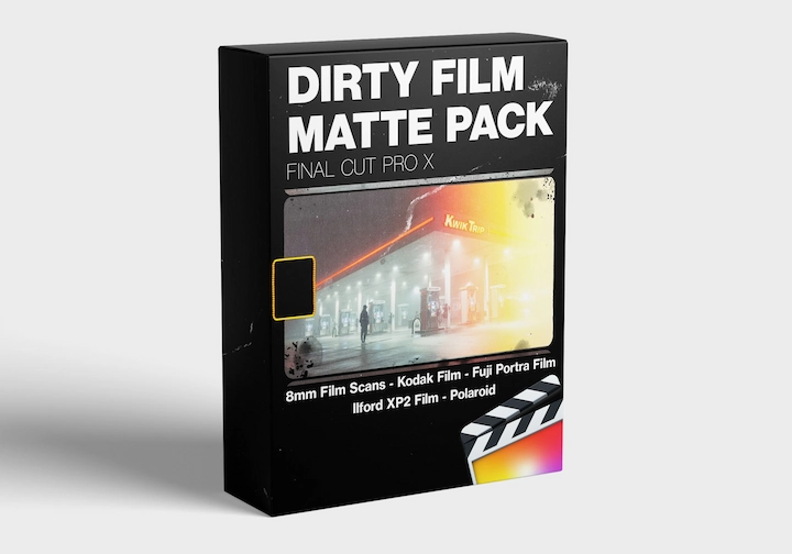 FCPX插件|8mm复古电影胶卷颗粒效果 Dirty Film Matte Pack