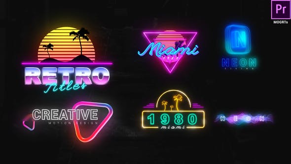 PR模板|复古80年代霓虹灯创意标题 Neon Creative Titles