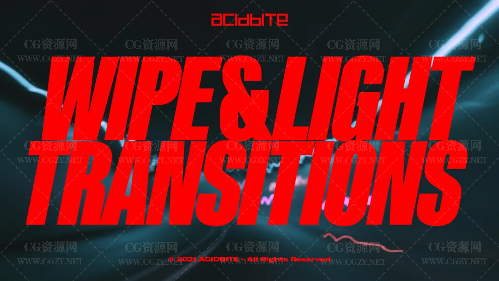 视频素材|61个灯光拖尾动态模糊移动擦拭过渡无缝转场素材 AcidBite Wipe Light Transitions